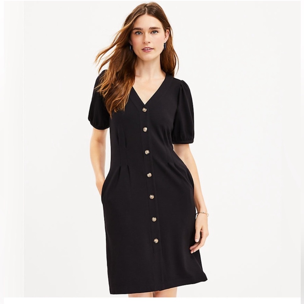 Ponte Puff Sleeve Pocket Dress